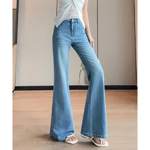 ジーンズ デニム デニムパンツ リヨセルデニム ワイド フレアパンツ レディース