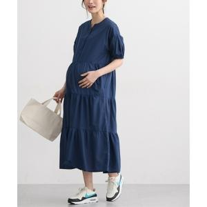 授乳ブラ マタニティ 「マタニティ」ぽわん袖ティアードシャツワンピース