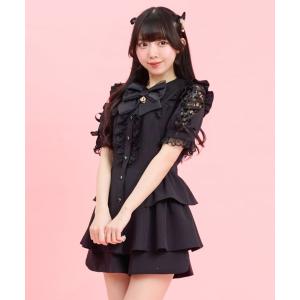 セットアップ 夏 ロングポイントカラーショルダー半袖セットアップ レディース