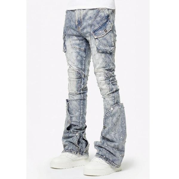 ジーンズ GUAPI/グアピ/Aqua Blue Coffin Arc Embellished De...