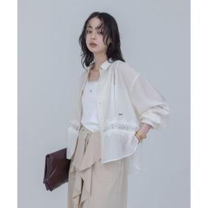 ブラウス シャツ レーストリミング シアーヘムシャツ レディース