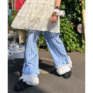 パンツ 「Am企画」「リバイバルアイテム/EC限定カラー」ふりふりギンガムチェックパンツ レディース