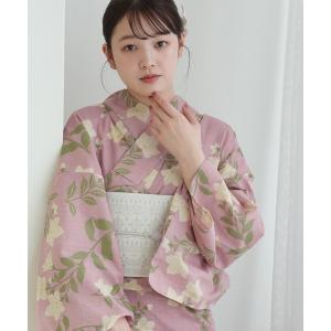 浴衣 浴衣3点セット 綿麻 先染めベージュ・ピンクに桔梗 レディース