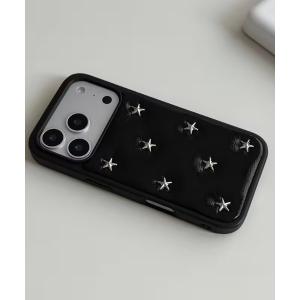 スマホケース 星のスタッズ フェイクレザー iPhone ケース 13/14.15.16.17.17Pro