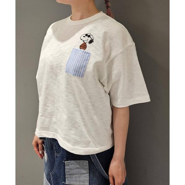 tシャツ 半袖 スヌーピー「SNOOPY」Slab Cropped 1Pocket T-shirts...