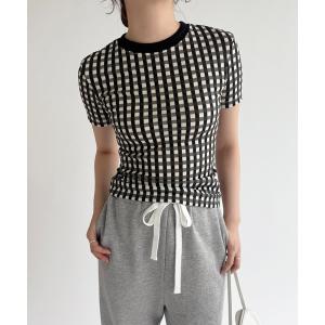 tシャツ 「babaco/ババコ」Gingham Check T-shirts レディース