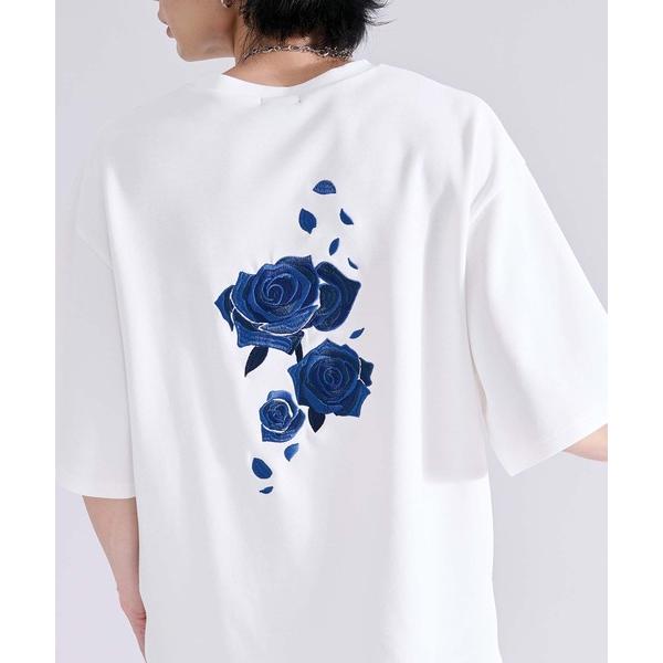 tシャツ バックフラワー刺繍ポンチT メンズ レディース
