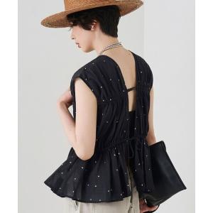 ブラウス シャツ 「セットアップ対応」インドドット刺繍ペプラムブラウス レディース メンズ