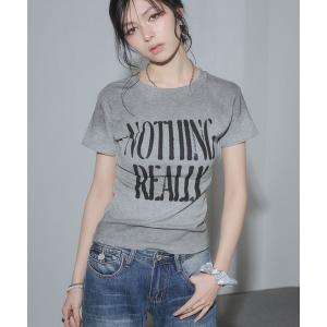 tシャツ 半袖 ペイントロゴコンパクトTシャツ レディース