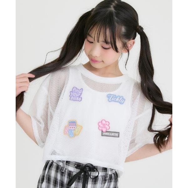 tシャツ 「接触冷感(インナーのみ）」ワッペンメッシュ半袖T＋タンクセット キッズ 子供服 女の子