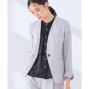 ジャケット ノーカラージャケット 「接触冷感/イージーケア/UVカット/吸水速乾」サマーストレッチノーカラージャケット レディース