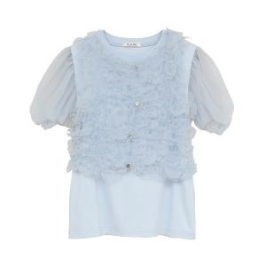 tシャツ 「CLANE/クラネ」TULLE VEST LAYERED TOPS/チュールベストレイヤードトップス レディース