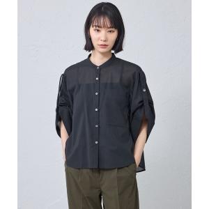 ブラウス シャツ 「接触冷感・着用シワ軽減・通気性」シアーロールアップブラウス レディース