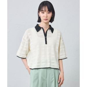 tシャツ シアーチェックニットポロ レディース
