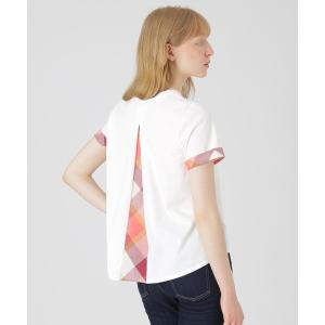 tシャツ 半袖 「一部店舗限定」バックチェック切り替えTシャツ レディース