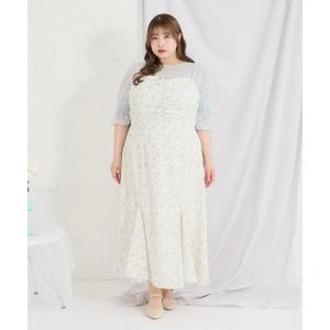 ワンピース 「Louisy」「大きいサイズ」フロントギャザーマーメイドキャミワンピース