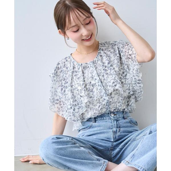 ブラウス シャツ ラッフルカラー ブラウス / ドット柄 花柄「587204」 レディース