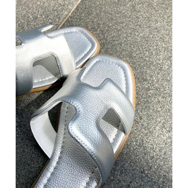 サンダル ミニマルHデザインフラットサンダル レディース