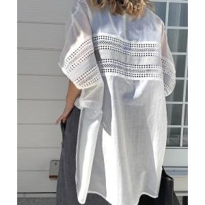 ブラウス シャツ バックレーステープブラウス レディース