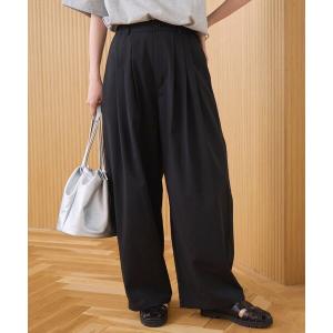 ワイドパンツ スラックス パンツ 「UVカット」リネンライク シアータック ワイドスラックス（インフルエンサー紹介アイテム） レディース
