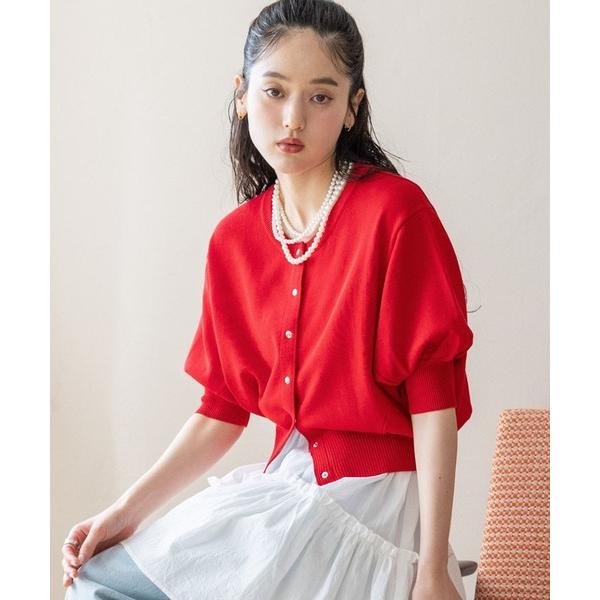 カーディガン 「Bloomy Yarn Knit」ショートドルマンカーディガン レディース