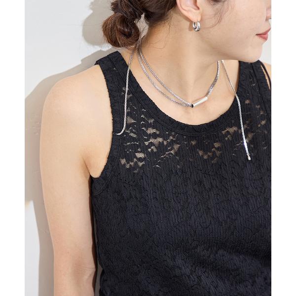 tシャツ ストレッチフラワーレースタンク レディース