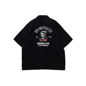 シャツ 「CHILLAX」 シルキータッチ マルチデザイン刺繍 接触冷感BIGシャツ メンズ レディース