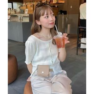 カーディガン 半袖 フラワージャガードニットカーディガン レディース