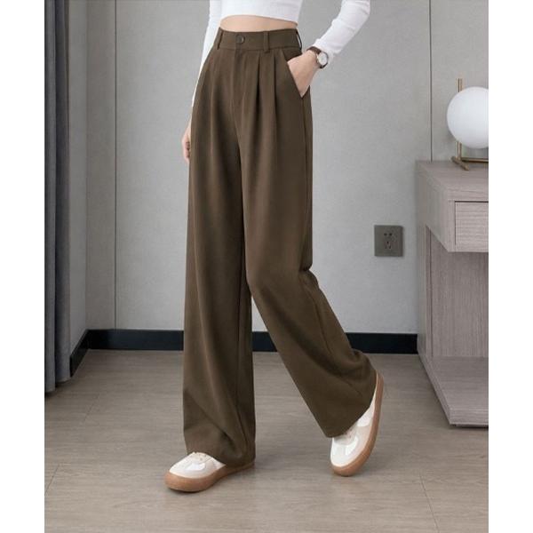 スラックス パンツ タックワイドスラックス レディース