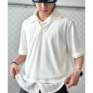 シャツ 半袖 レイヤード半袖プルオーバーシャツ メンズ レディース