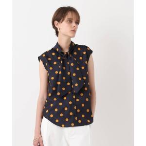 ブラウス シャツ ポルカドットノースリーブタイブラウス レディース