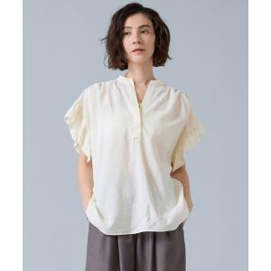 リネンシャツ ブラウス シャツ 袖フリルブラウス レディース