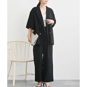 セットアップ 半袖テーラージャケット×パンツ綿麻セットアップ レディース