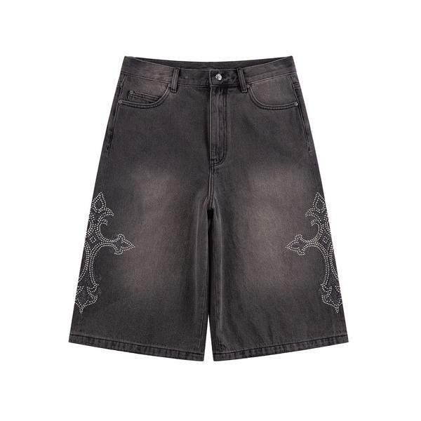 ジーンズ デニムショーツ｜Royal Cross Rhinestone Baggy Denim Sh...