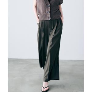 スラックス パンツ ドライタッチトロ ワイドトラウザー レディース