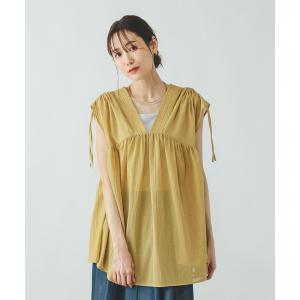 「GLOBAL WORK」 半袖チュニック MEDIUM マスタード レディース