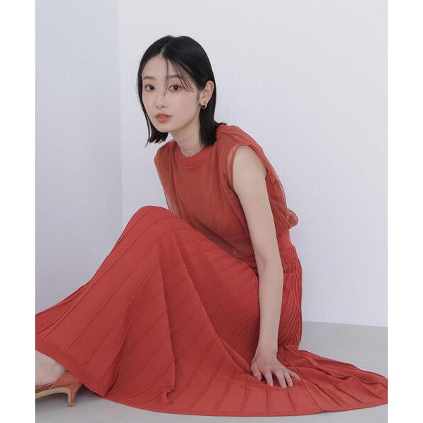 「NATURAL BEAUTY BASIC」 半袖ワンピース P/S オレンジ レディース