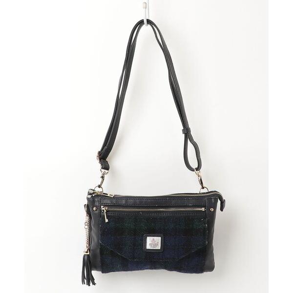 「HARRIS TWEED」 チェック柄ショルダーバッグ「Via Demizonコラボ」 - ネイビ...