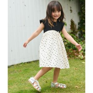 ワンピース 「リンク」ドット柄カットドッキングワンピース キッズ 子供服 女の子