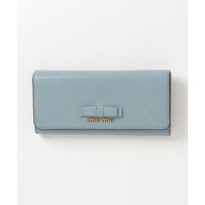 「miu miu」 MADRAS FIOCCO 財布 - ブルー レディース