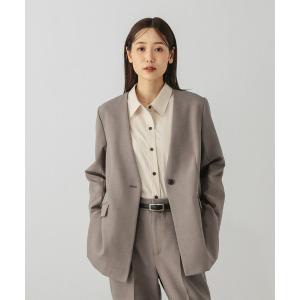 「GLOBAL WORK」 ノーカラージャケット LARGE モカ レディース