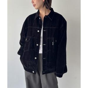 デニムジャケット gジャン SUPERTHANKS　ブラックフロッキーデニムジャケット レディース メンズ