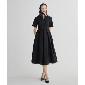 ワンピース 半袖 PHEA JACQUARD KEY NECK DRESS（PHEAジャカード キーネックドレス）