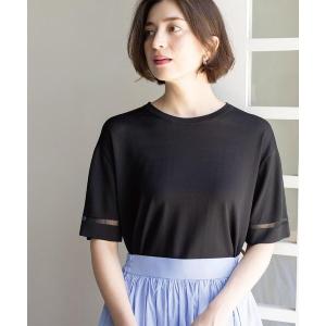 サマーニット ニット セーター 「UV／接触冷感／抗ピル」袖口ラインシアーさらりニット「洗濯機OK」 レディース