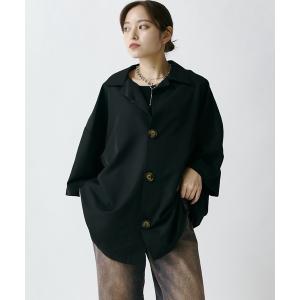 シャツ 半袖 「WEB限定」アクセントビッグボタン ワイドシャツ メンズ