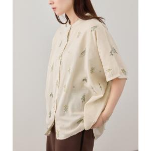 ブラウス シャツ Free Nature インド綿麻 小花柄刺繍 バンドカラーブラウス レディース｜ZOZOTOWN Yahoo!店