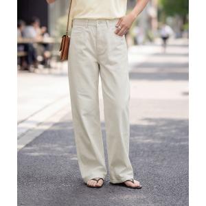 パンツ 風合い加工ストレートコットンワイドパンツ レディース