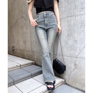 ジーンズ デニム デニムパンツ グリッターラメフレアデニムパンツ レディース
