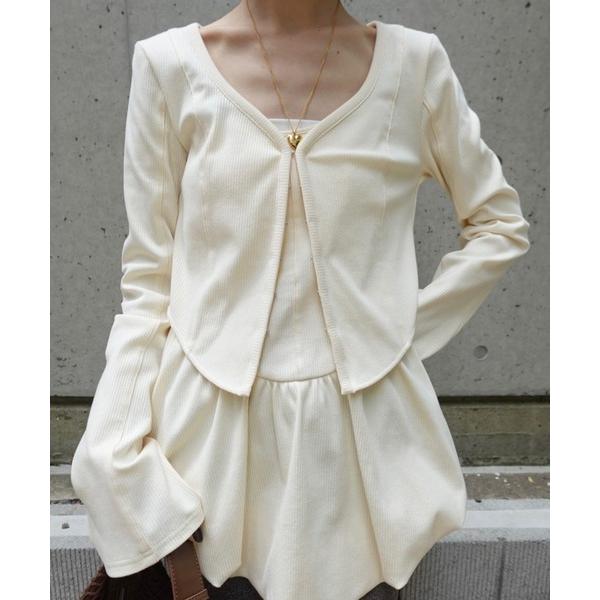 カーディガン MEDI FRONT HOOK RIB CARDIGAN レディース