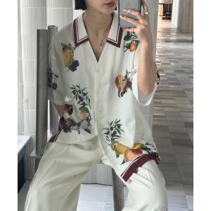 ブラウス シャツ MEDI FRUIT SCARF PATTERN SHEER SHIRT レディース